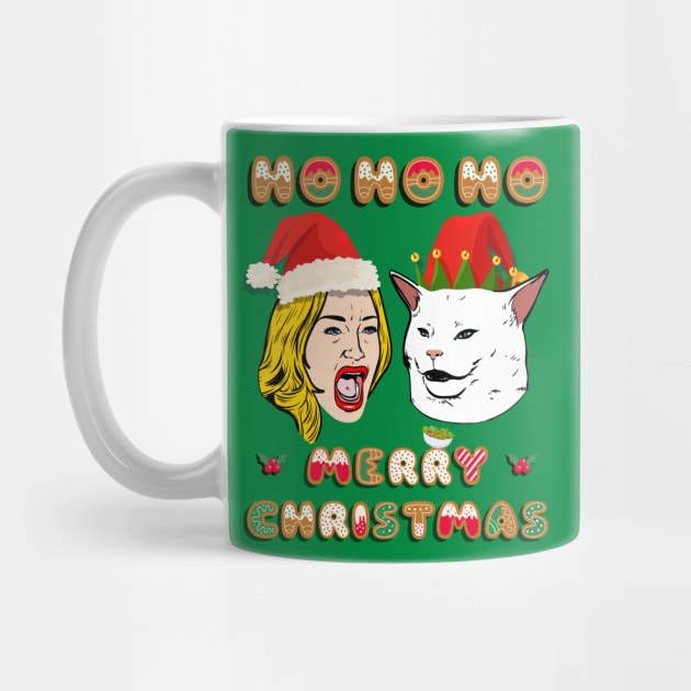 Woman Yelling at a Cat Meme Salad Ugly Christmas Sweater by Celestial Holding Co.